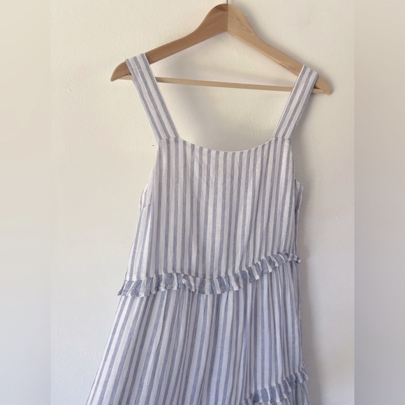 Rails Sandy Blue Iris Strip Linen Blend Tiered Ruffle Mini Dress Size Small - Picture 7 of 12